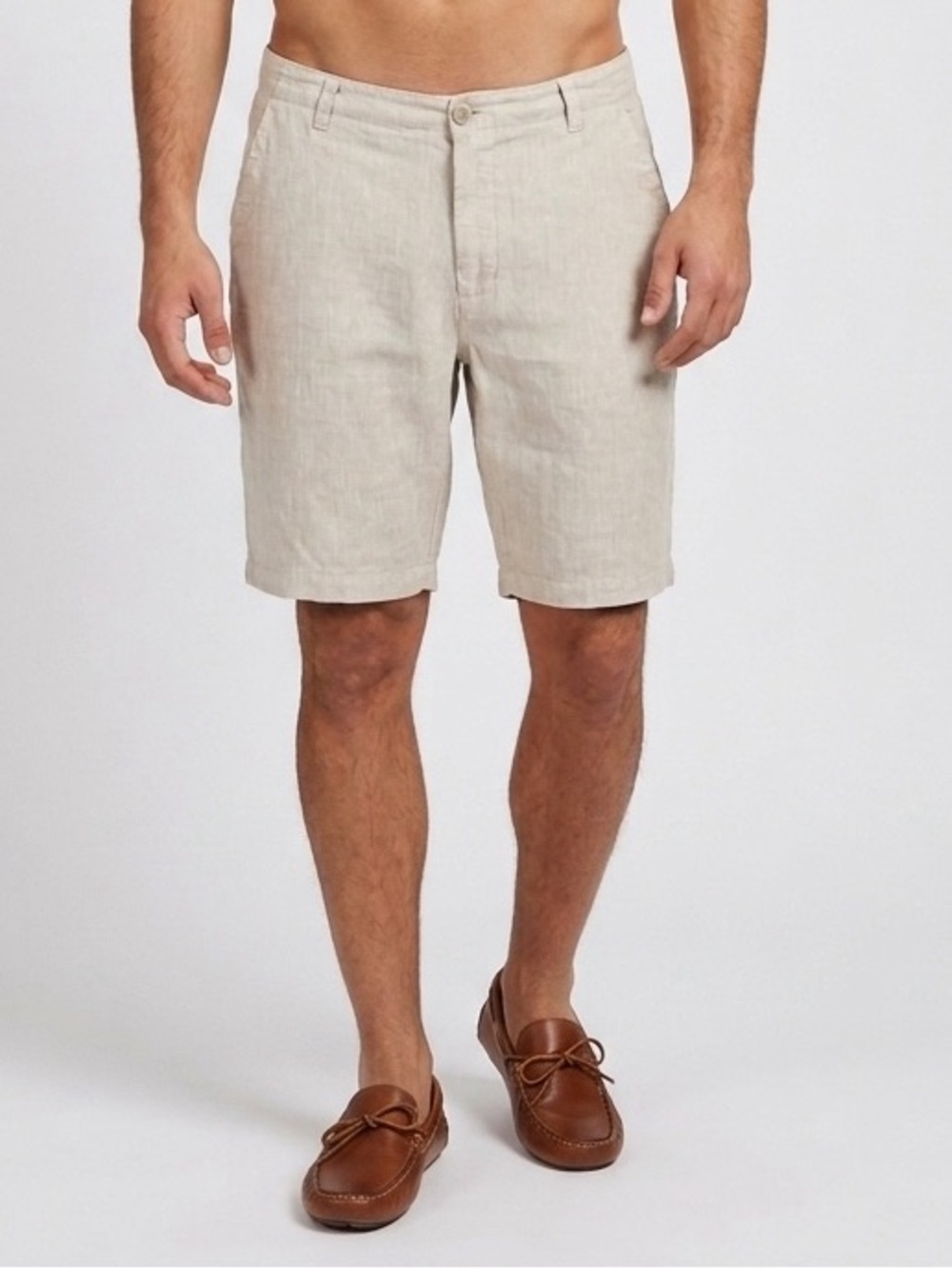 110 BRUUN & STENGADE Men's Linen Relaxed Fit Shorts - Cream, Sz 38